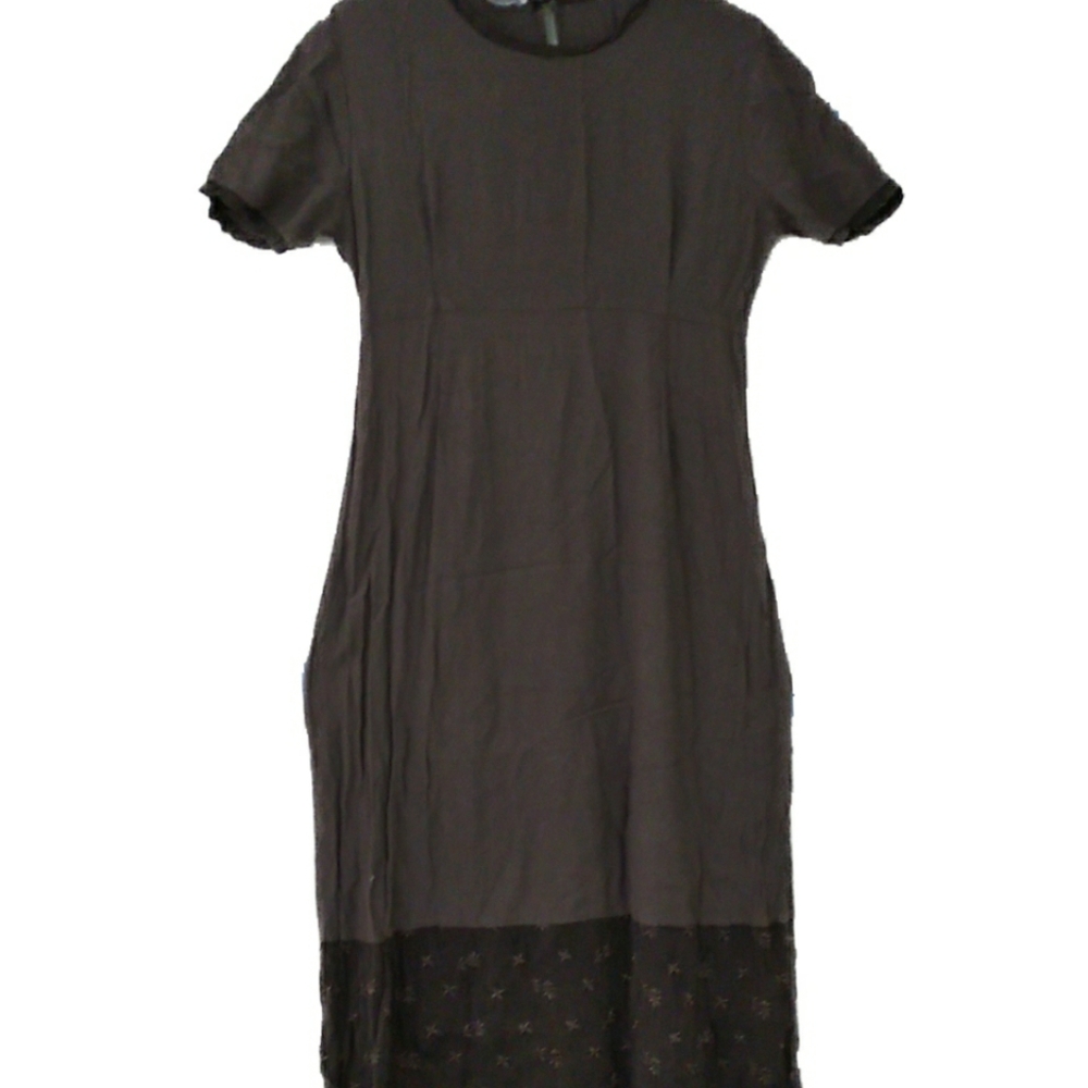 Vintage Johnny Was brown rayon maxi sheath dress S